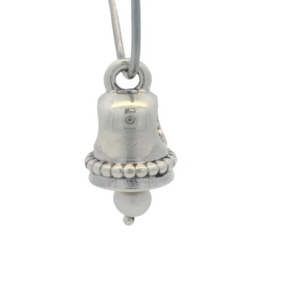 Pandora Solid 925 Sterling Silver Wedding Bell Charm Pearl Dangle Slider Charm - Picture 3 of 5